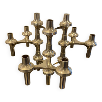 Set of 5 modular candlesticks variant NAGEL BMF vintage 1970