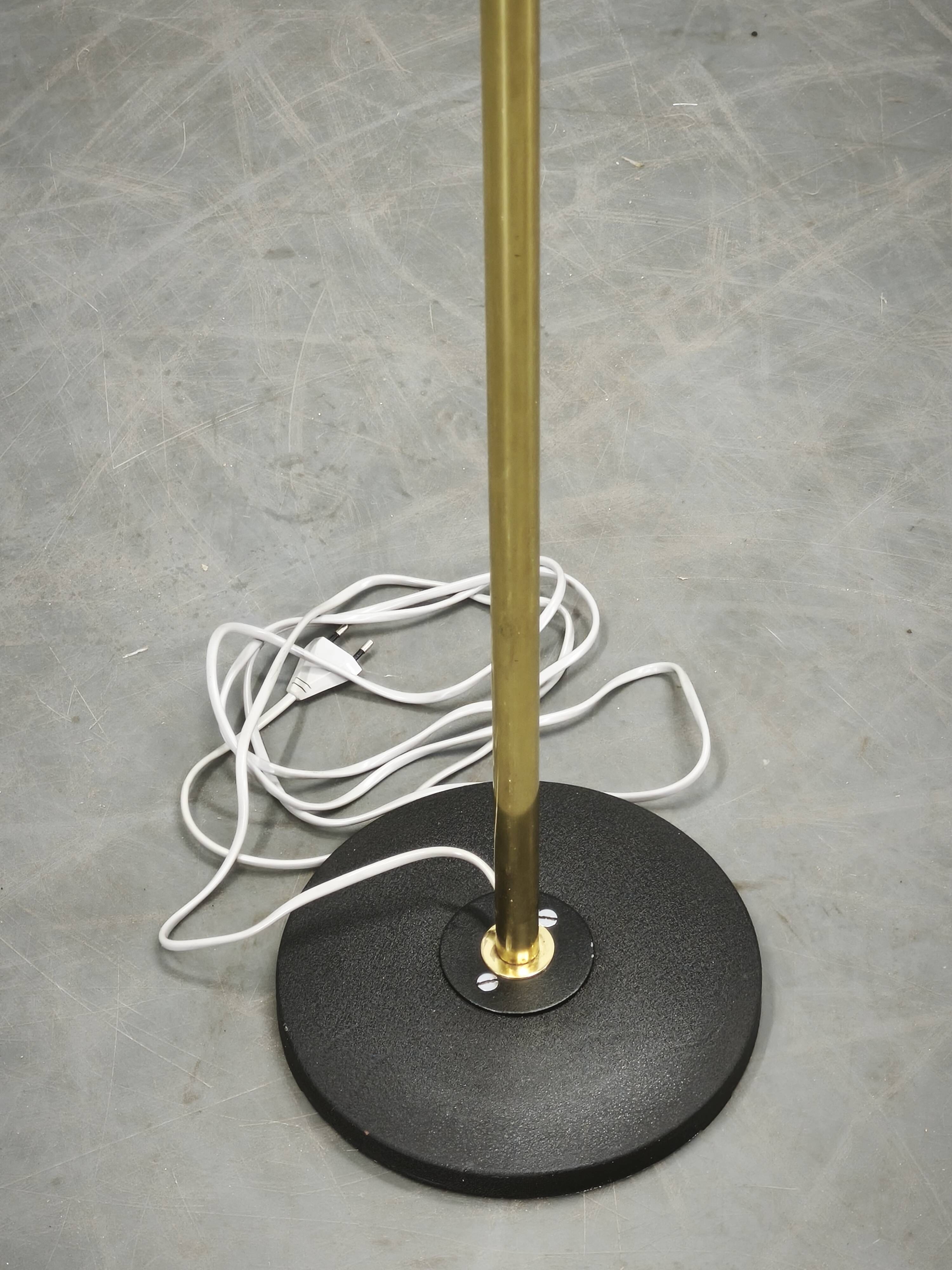 Lidokov Space Age Brass and Opaline Glass Floor Lamp, 1960s