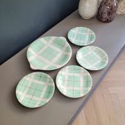 Dessert service - Dish and 4 plates Hossegor pottery from Salins - Ref 916