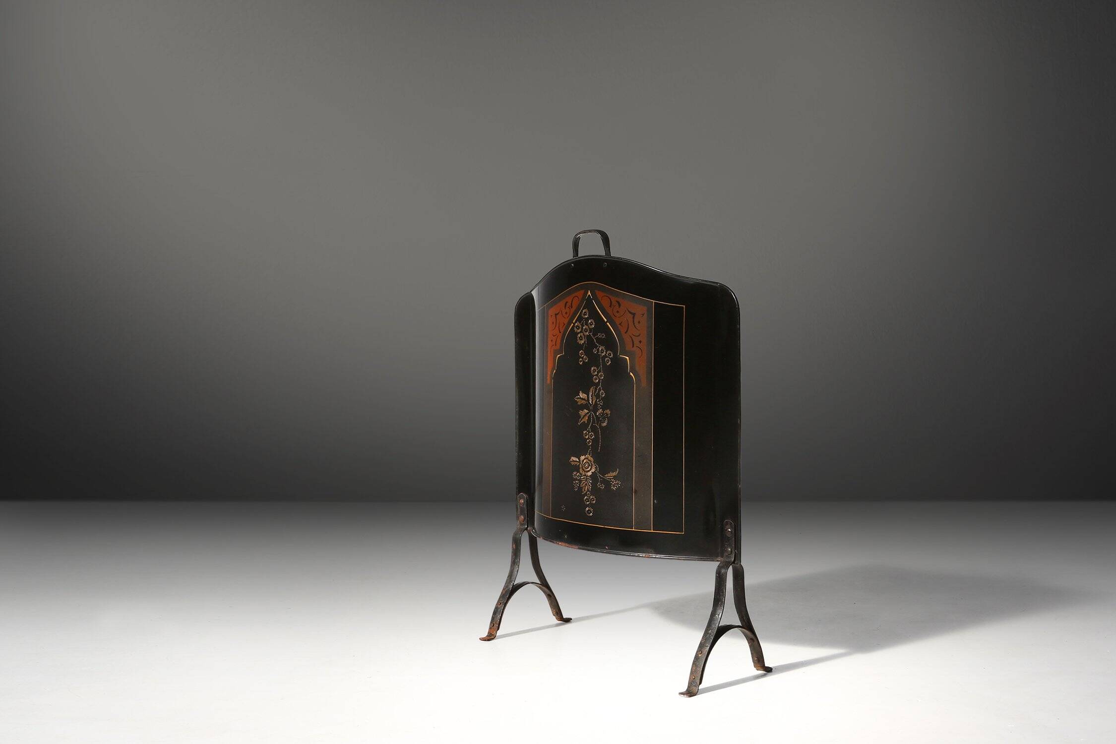 19th Century black Art Nouveau Fire Screen, Belgium