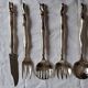 5 silver-plated metal service cutlery by the sculptor Miguel Berrocal