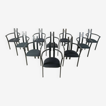 Postmodern Italian dining chairs with armrests, 1980s, Set of 10