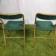 Lot of 4 folding chairs striped fabrics and green metal year 60
