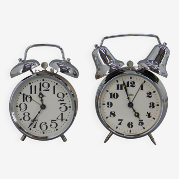 Set of Two Alarm Clocks by PRIM, Czechoslovakia, 1980s