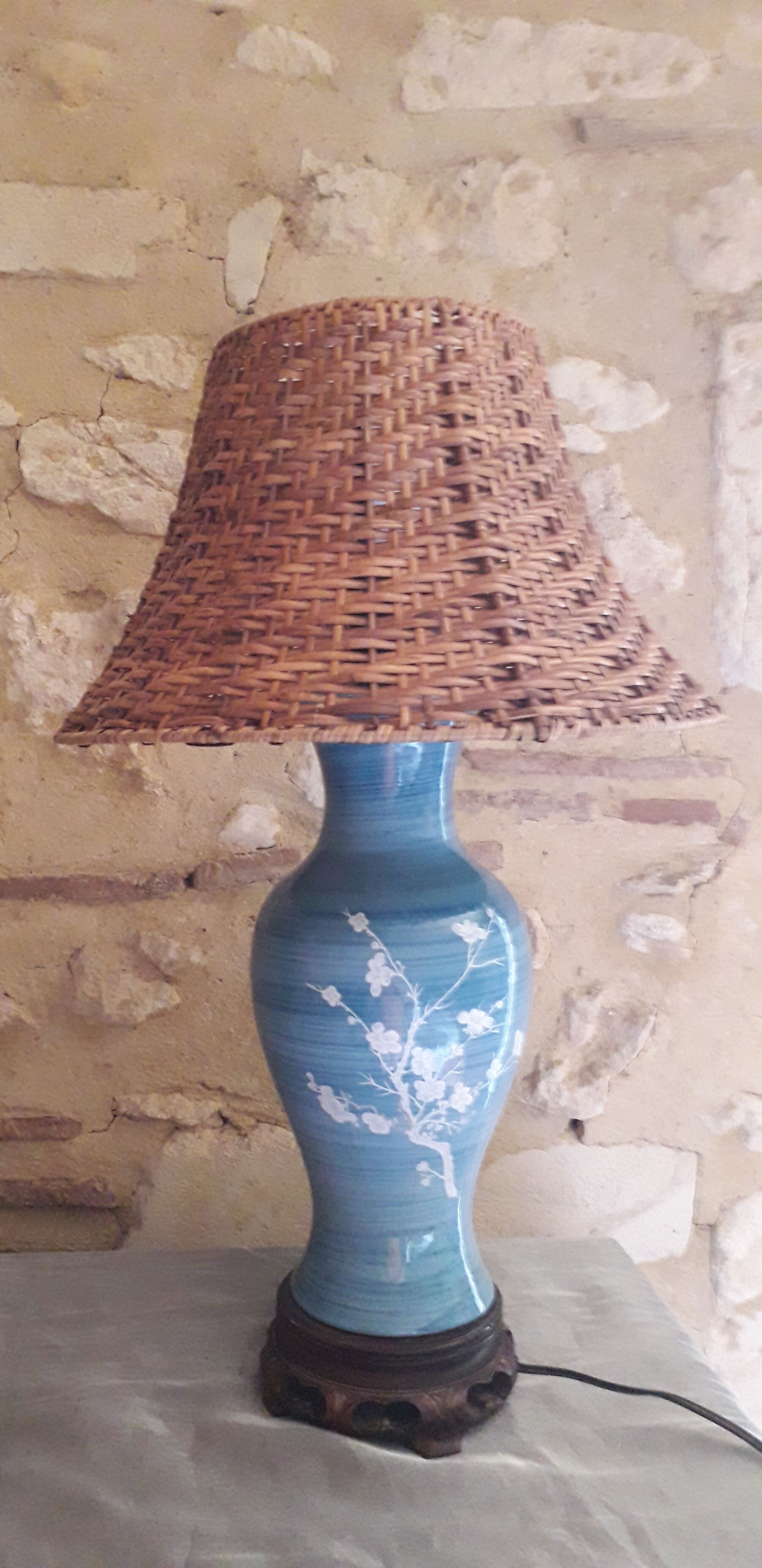 Large braided wicker lampshade