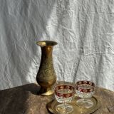 Small vintage Indian oval gold tray L14.5