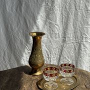 Petit plateau doré ovale vintage indien L14,5