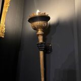 Pair of 19th Century Torchieres / Wall Lights in Gilded Wood and Bronze