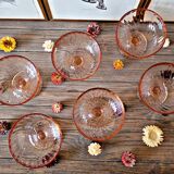 Vintage rosaline arcoroc luminarc pink glass ice cream cups (set of 6)
