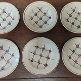 Set of six Badonviller soup plates with Normandy decor