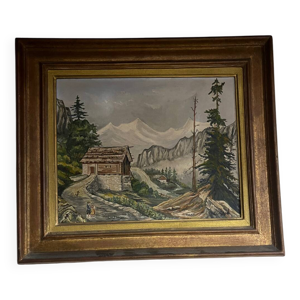 Peinture ancienne montagne