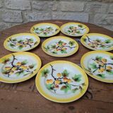 Set of 8 small fruit slip plates Orchies Moulin des Loups