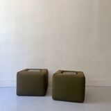Pair of cinna bedside tables in foam and smoked plexiglass, ligne roset 1970