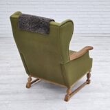 1970s, Danish highback armchair, wool, oak
