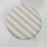 Vintage linen striped beige and white fabric pouf stool set of 2.