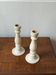 Pair of white wooden candlesticks