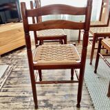 Set of 6 1960s wooden and rope chairs