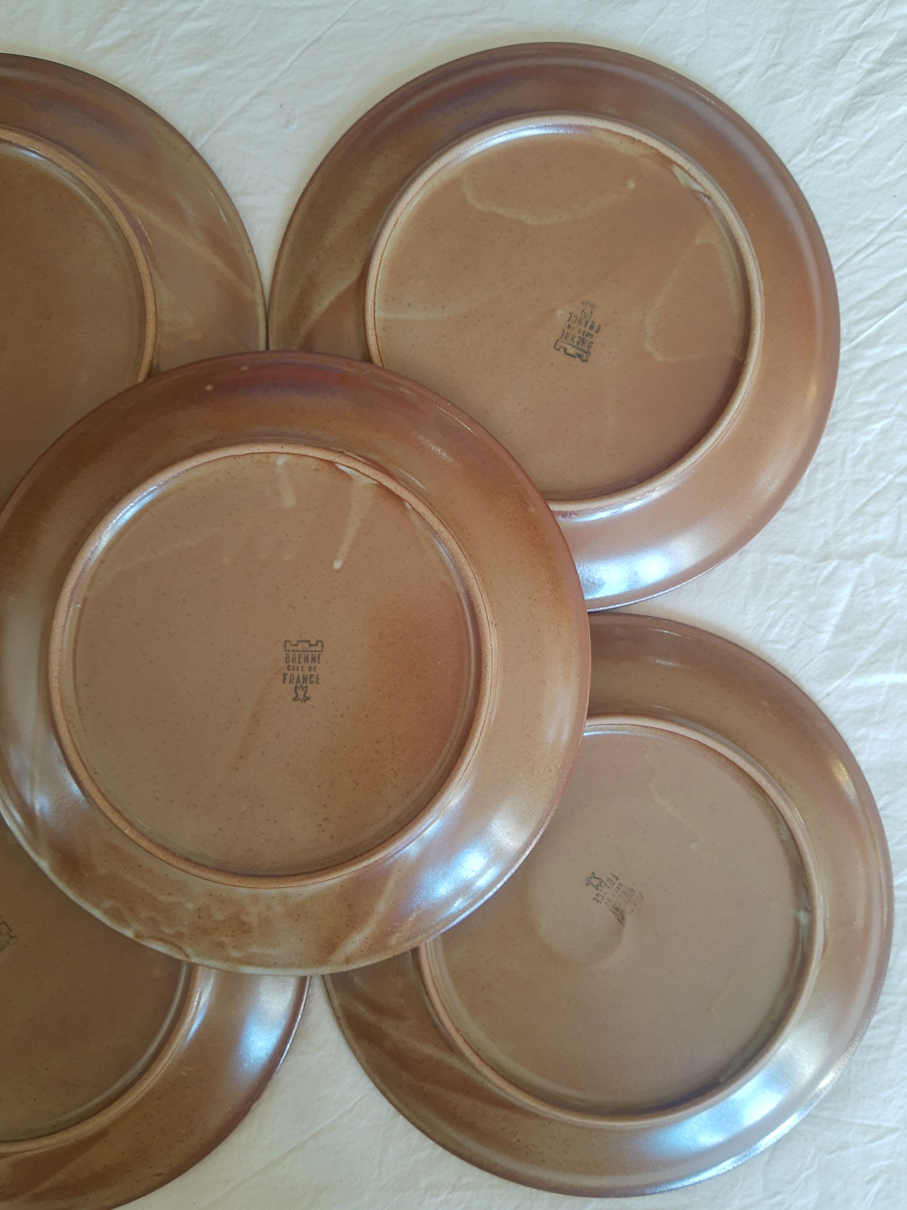Set of 8 vintage brenne stoneware flat plates