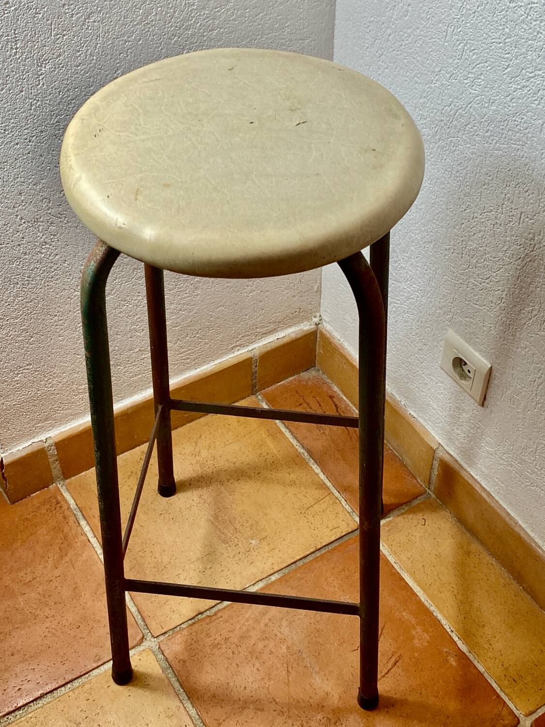 Vintage industrial metal stool