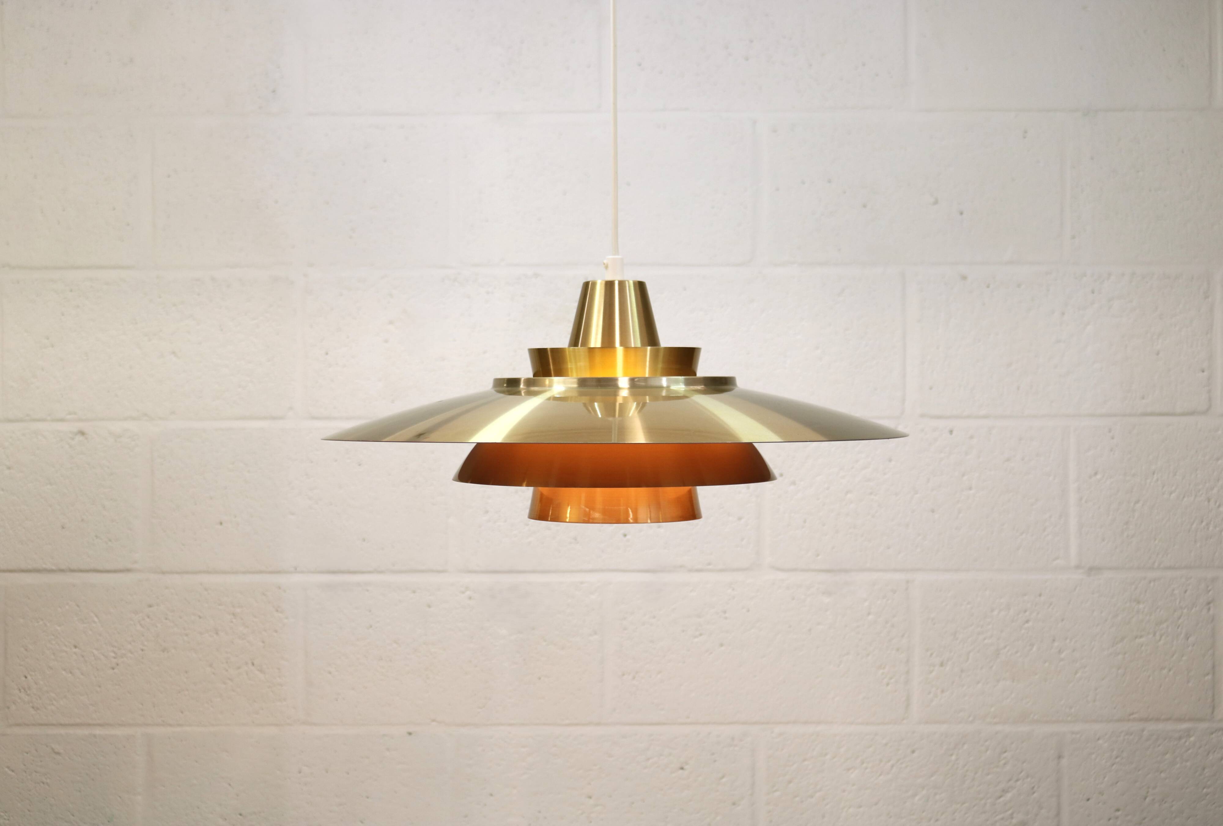 Rare David Mogensen Golden Pendant Lamp for Super Light : 1970s Scandinavia