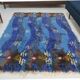Vintage wave design blue Rya rug 202 cm x 145 cm, 1970s