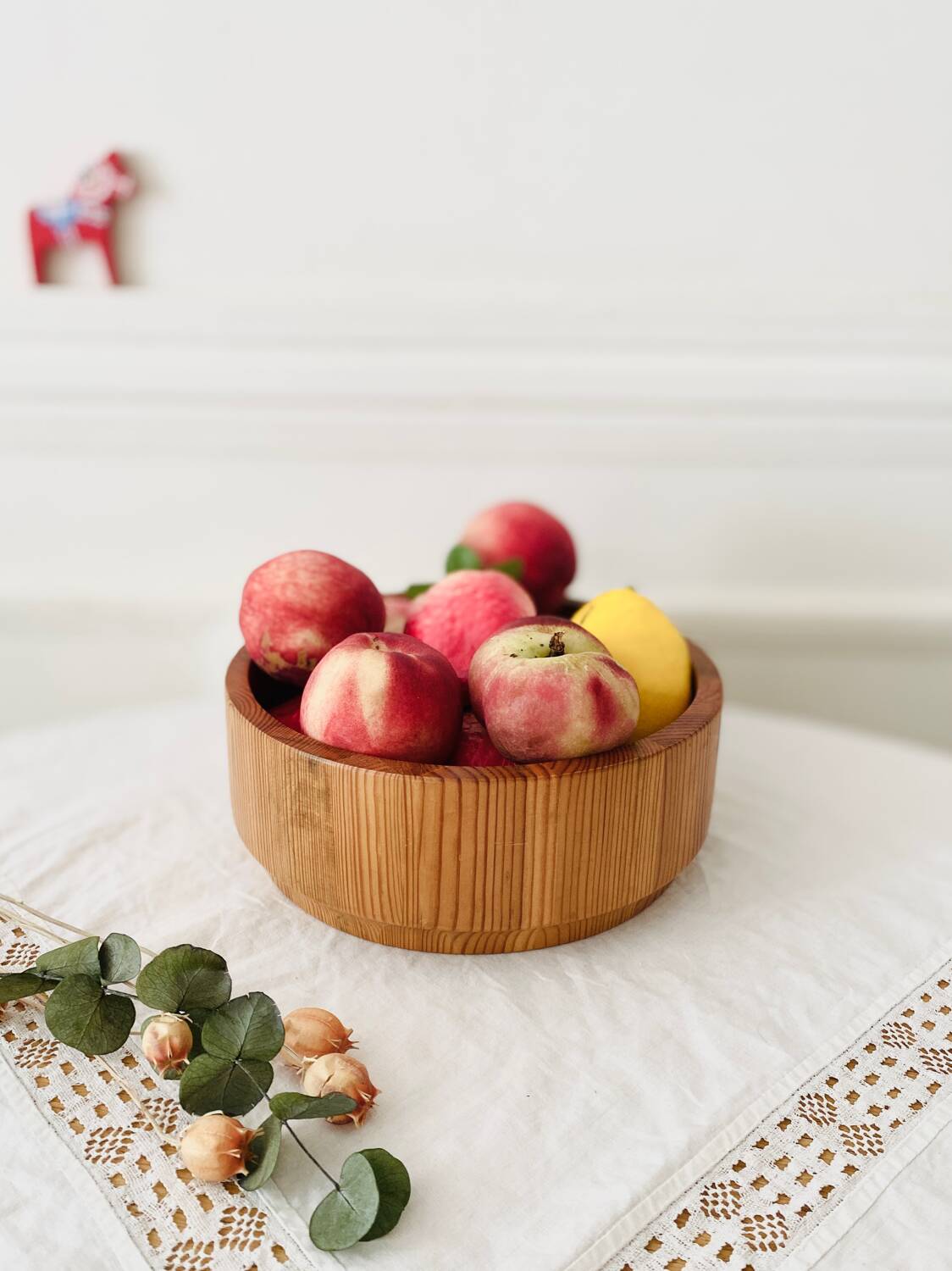 Large Scandinavian glass and wood salad bowl BLOMBERG GOTENE SWEDEN
