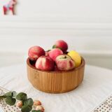 Large Scandinavian glass and wood salad bowl BLOMBERG GOTENE SWEDEN