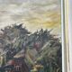Painting, oil on canvas signed, forest landscape with horsemen