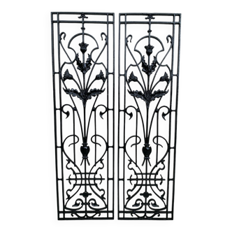 Pair of antique cast iron grilles from the Art Nouveau period