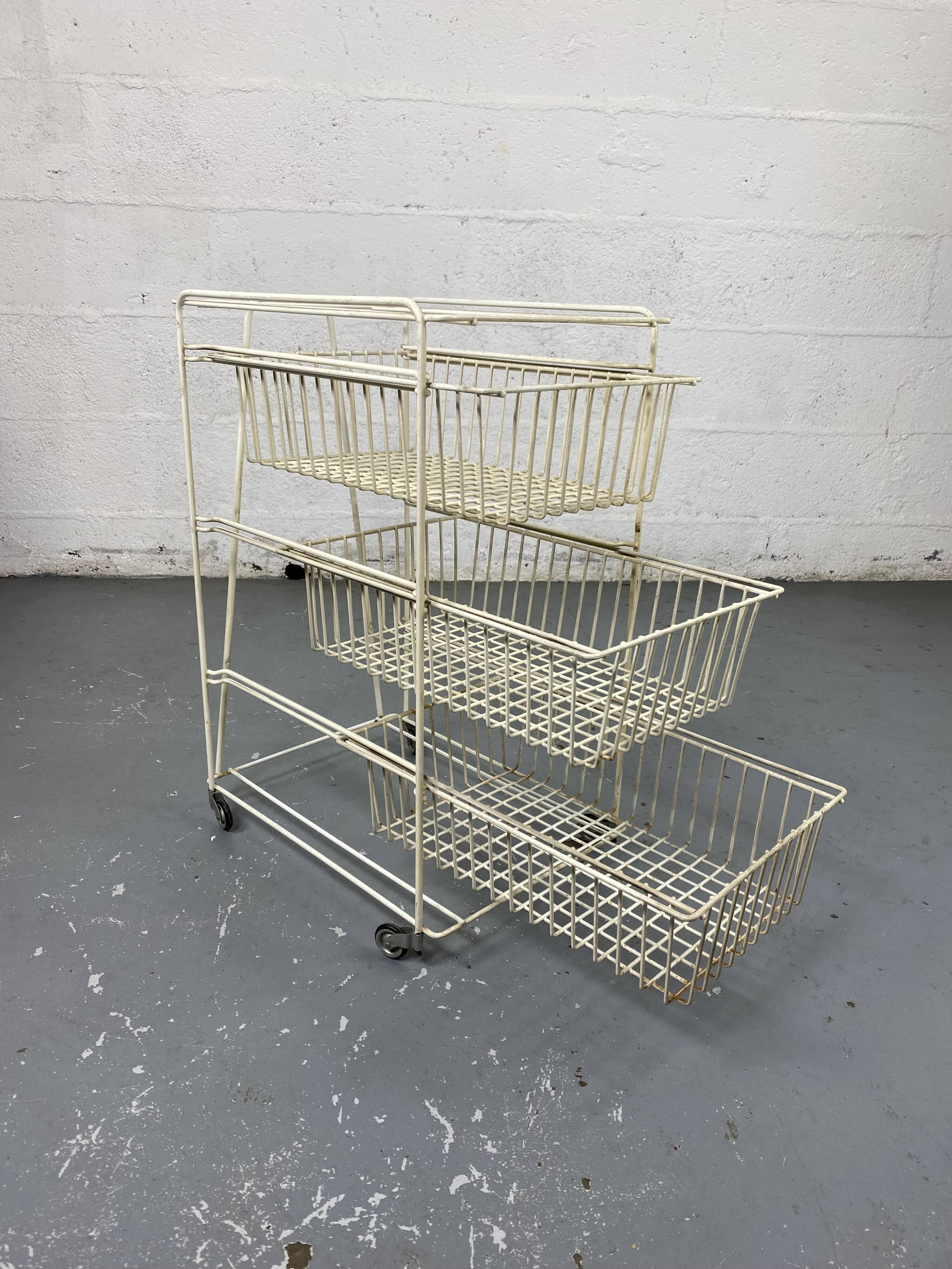 Vintage vegetable locker 3 baskets on wheels