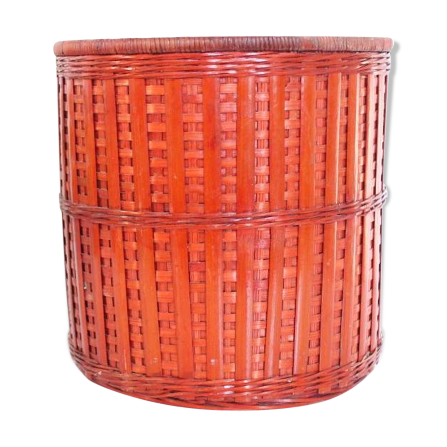 Wastepaper bin, basket, Wicker, Red