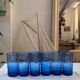 Service of blue blown glass lemonade, dotted pattern.