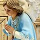 Large altar angel 42.5 cm plaster church statue sulphide eyes XIX