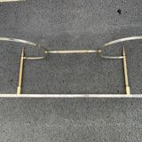 Coffee table in gilded brass and veined green marble