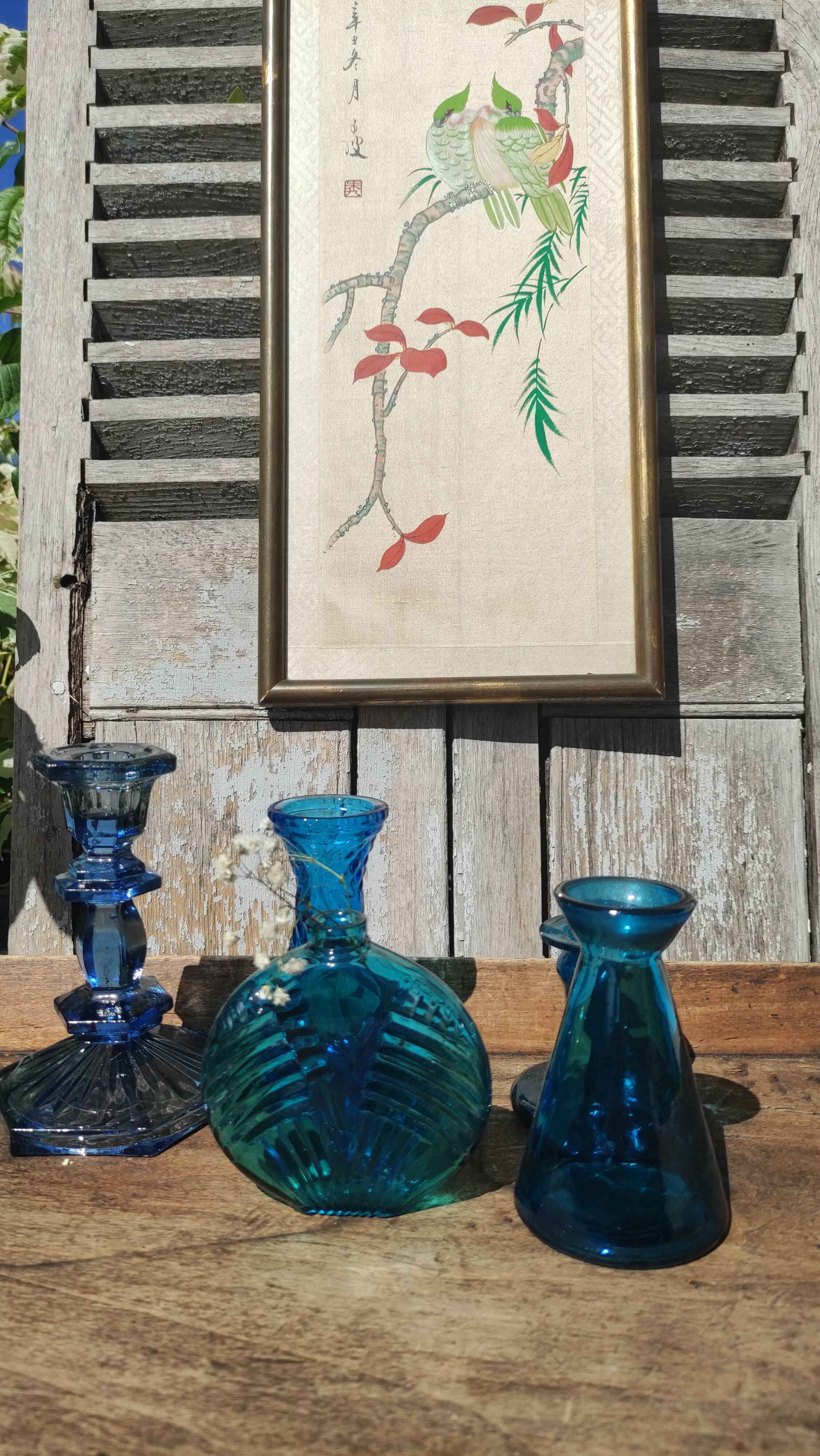 Vases and vintage soliflore blue and turquoise