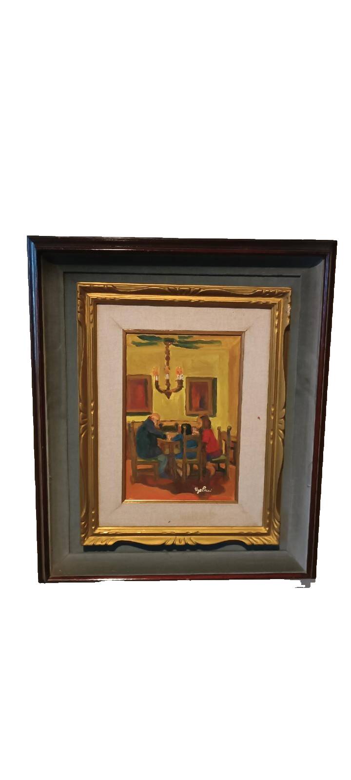 Painting figures oil on canvas board UGO PAZZI