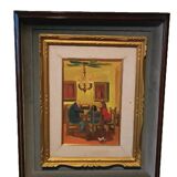 Painting figures oil on canvas board UGO PAZZI