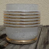 art deco type vase in white and gold speckled glass