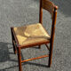 Set of 3 vintage wooden and straw chairs – 1950s