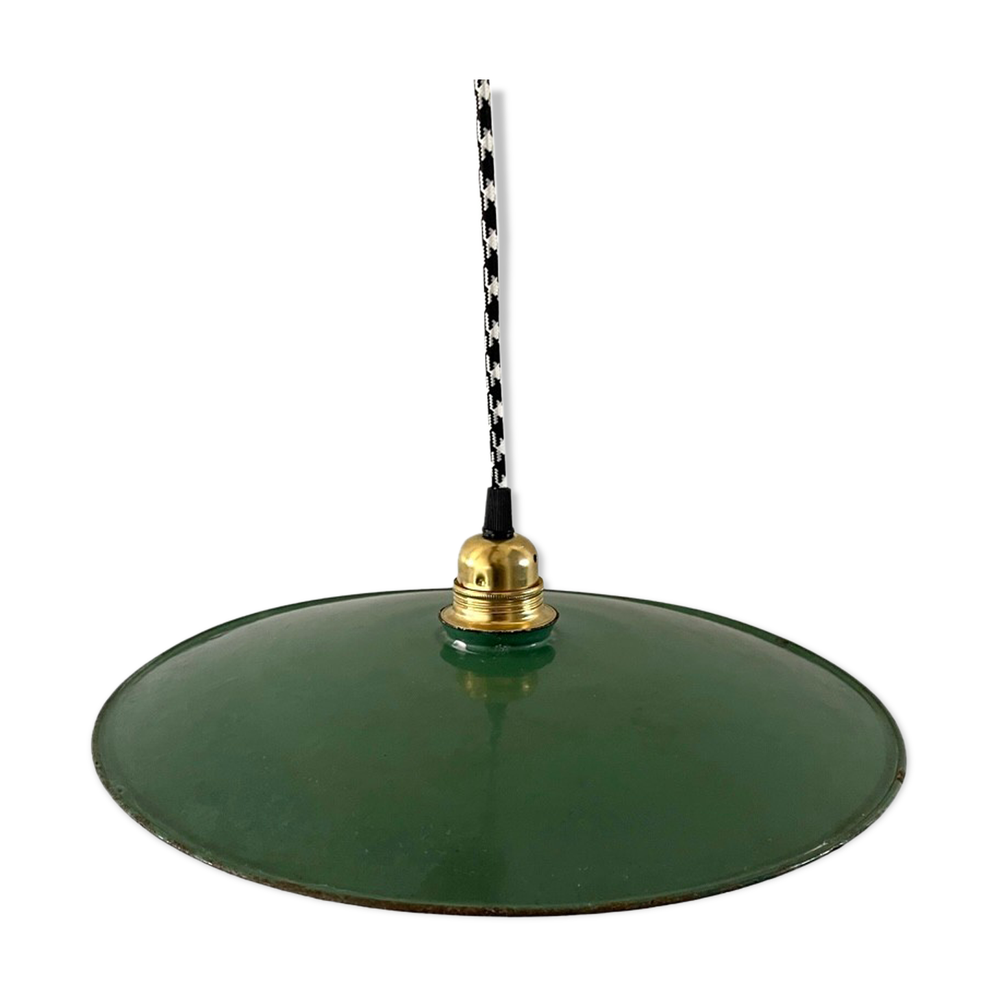 Vintage suspension in green enamelled sheet metal