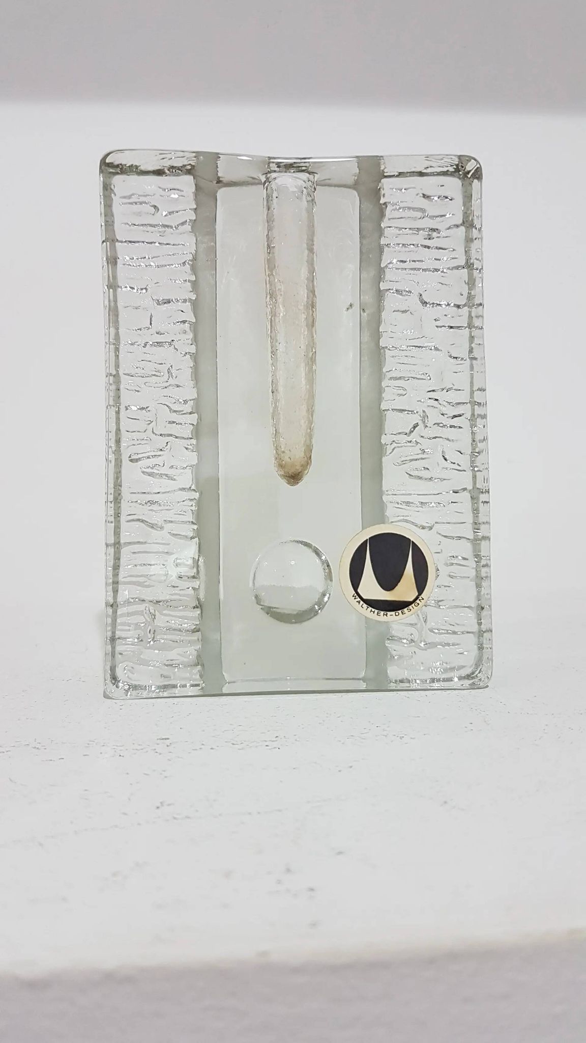 Vase solitaire, en verre transparent, conçu par H. Düsterhaus, Walther Glas,