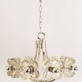 Large chrome glass and crystal pendant by Sische, Germany, 1970s.