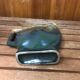 Old beige & green ceramic bottle + vintage handle