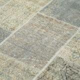 Handmade anatolian vintage 173 cm x 244 cm grey patchwork carpet