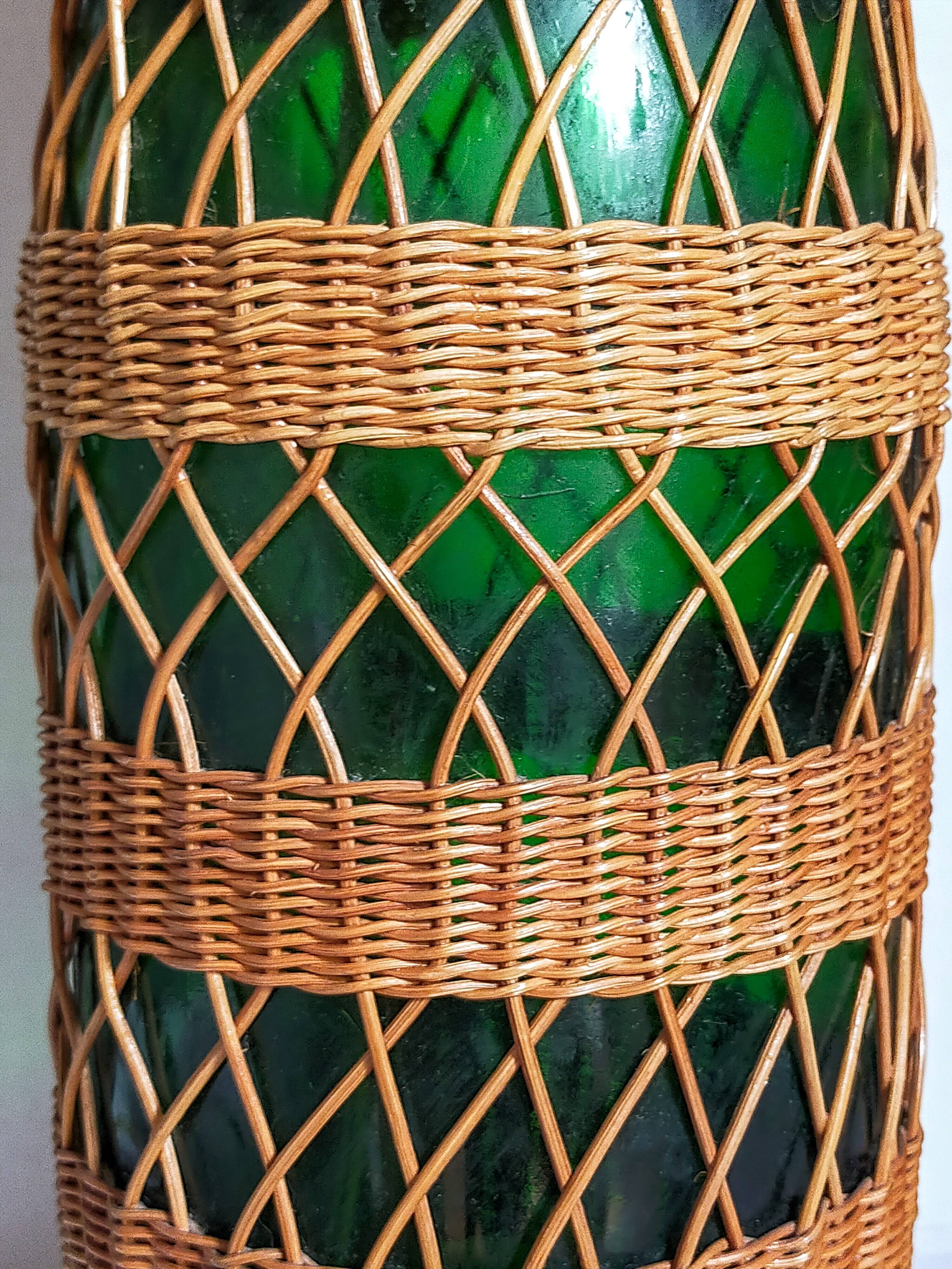 XL bottle lamp foot dressed in rattan 50s