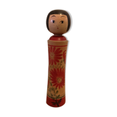 Poupée Kokeshi peinte à la main japonaise des années 1960