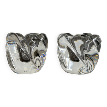 Duo de bougeoirs Rose en cristal de Daum France