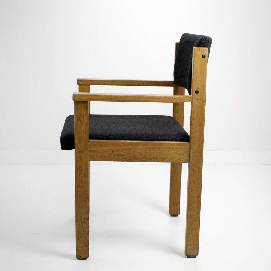 Office armchair, Bridge, in brutalist oak, vintage