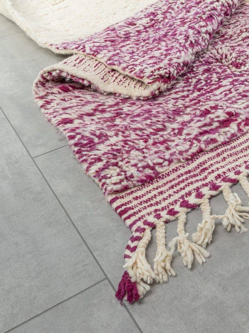 Custom-made pure wool Berber rug with colourful patterns, size 150/250 cm.