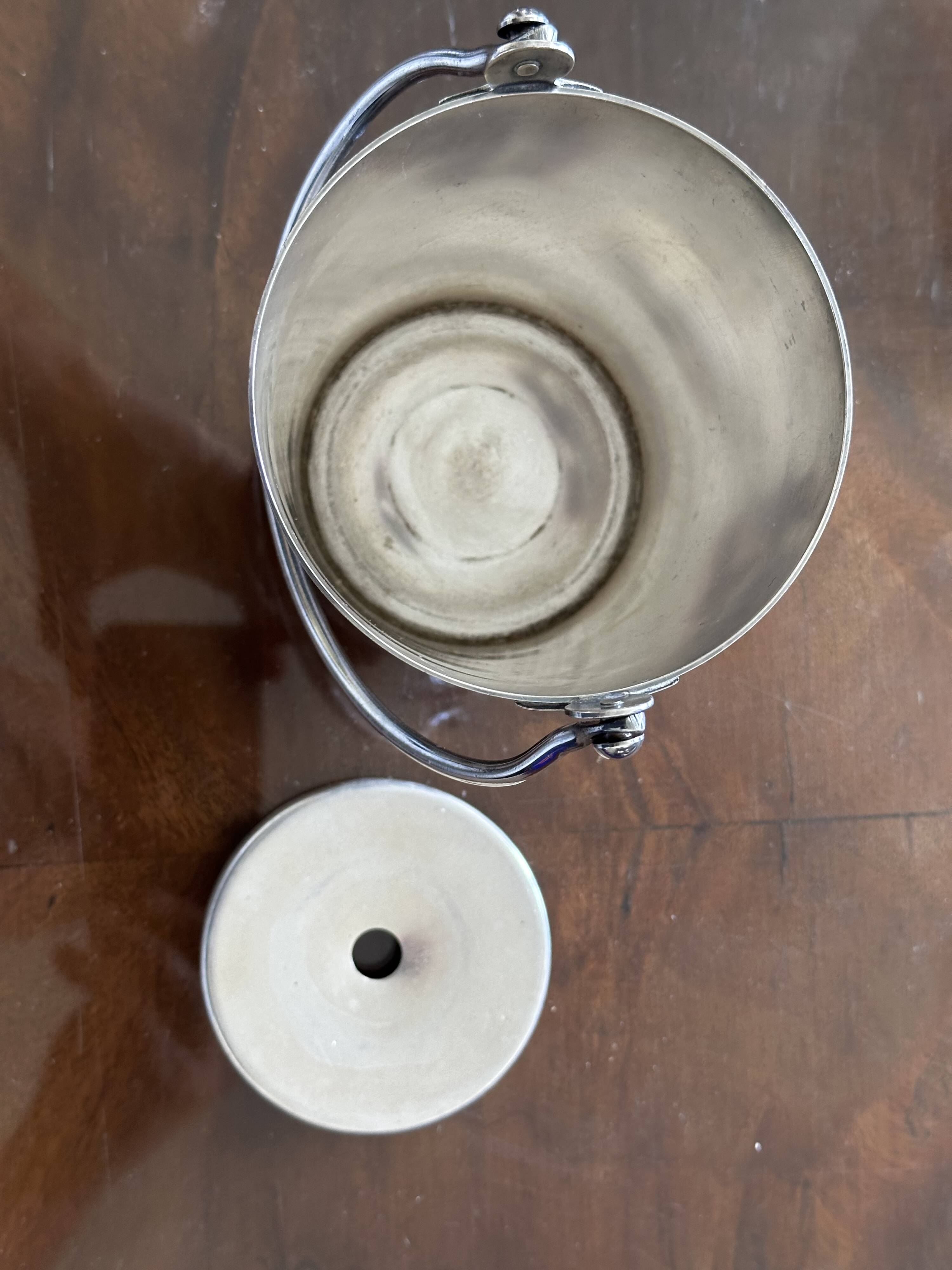 Ice bucket, 1930s period, silver-plated metal, 11 cm high